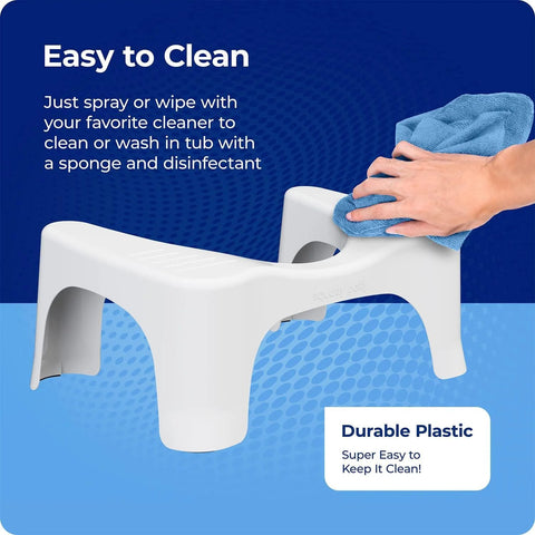 Squatty Potty Simple Curve 7-inch white bathroom toilet stool; white plastic, Amazon drugstore product.