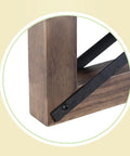 Close-up of oak and metal backplate for Industrial Three Light Vanity Fixture With Seeded Glass Shades 18.9 Inch Rustic Farmhouse Vibe.