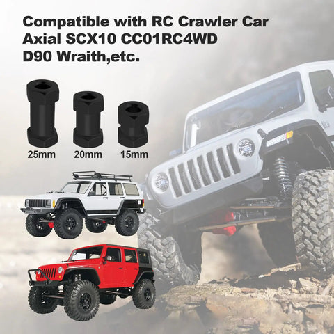 4 Pack Aluminum RC Wheel Spacers 12mm Hex With 25mm Offset Extension For 1 Tenth Scale Crawlers CNC Machined For Strength And Precision