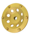 Nine Piece 7 Inch PCD Cup Grinding Wheel Set With Five Eighths Inch And Eleven Inch Threaded Shanks For Beefy Concrete Coating Removal