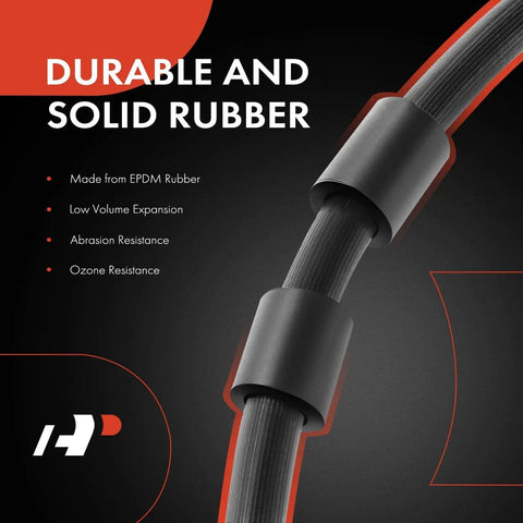 Durable rubber component of Rear Center Brake Hydraulic Hose For Classic GM Vehicles, showing EPDM material and connectors.