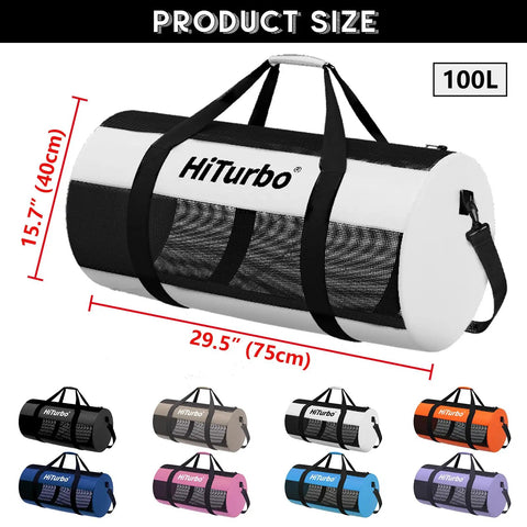 100L Mesh Dive Duffel Bag For Scuba Snorkeling Freediving And Swimming Gear With Quick Drain Mesh Easy Rinse And Shoulder Strap