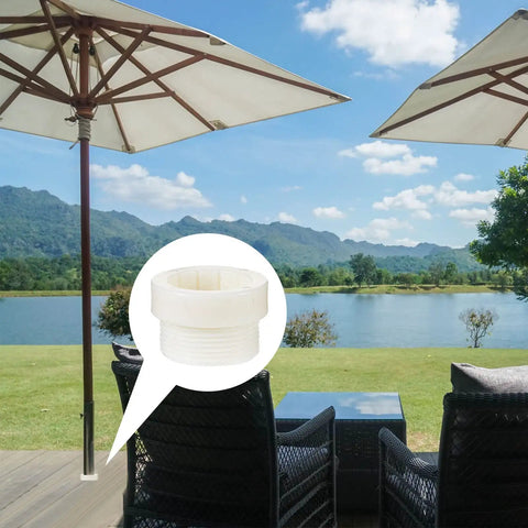 Set Of 4 White Pool Umbrella Stabilizer Sleeves With Threaded Adapters For Outdoor Patios And Decks Fits 1.5 Inch Poles image
