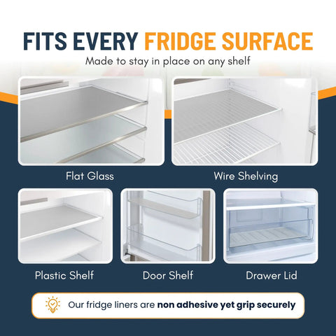 Non Adhesive Refrigerator Liners 8 Pack Bpa Free Fridge Shelf Mats For Kitchen Cabinets Easy To Wash Clear Drawer Pads on flat glass and plastic shelves.
