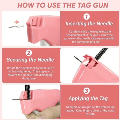 How to use the Straight Up The Ultimate Stitch Gun For Clothes Repair And Quick Fix Tagging, showing needle insertion steps.