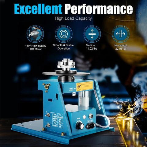 Zero Hassle Portable Rotary Welding Positioner With Smooth Two To Ten Rpm Control And Heavy Duty Three Jaw Chuck for stable welding tasks.