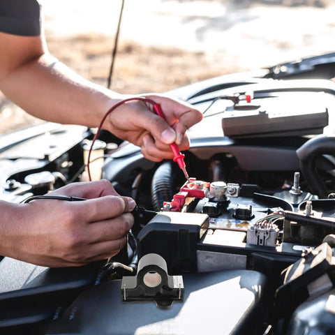 Inductive Throttle Sensor Assembly for Golf Carts installed under car hood, showcasing easy installation and durable build