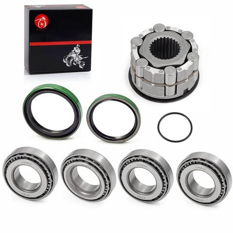 Front Wheel Hub Clutch Rebuild Kit With Premium Bearings And Seals Designed For Slick Offroad Repairs Hella Durable Construction includes bearings and seals.