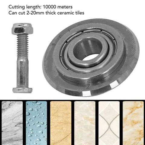 Kick Your Tile Projects Into High Gear With Heavy Duty Tungsten Carbide Scoring Wheel Plus Balanced Bearing For Clean Snap Breaks On Two To Twenty Millimeter Surfaces Solid Workhorse Duo with bearing and bolt.