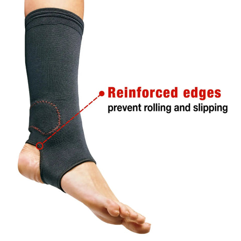 Compression Ankle Support Sleeve For Sprains And Strains, Breathable Material With Airflow, Gray, Large, Reinforced edges