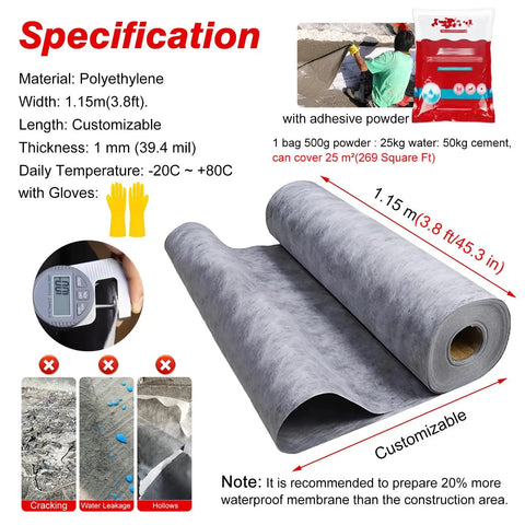 Pro Level Uncoupling Membrane Waterproof Underlayment Tile Backer Roll For Bathroom Shower Wall And Floor Install tough polyethylene roll 1.15m wide