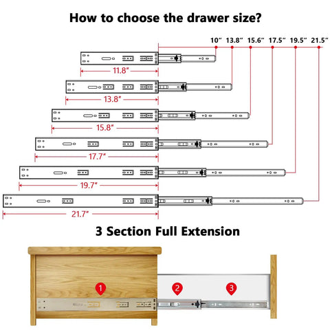 Diagram of 16 Inch Soft Close Drawer Slides With Ball Bearing Full Extension For Cabinets Heavy Duty 150Lb Per Pair
