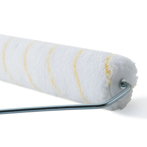 Paint Roller Kit With Nine Inch Frame And Two Microfiber Covers For Walls Ceilings And Floors One Half Inch Nap Designed For Fast DIY Home Painting Projects With Easy Grip Handle And Smooth Application on white background