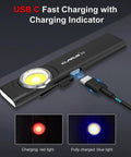 Pocket EDC Dual Light Flashlight With Rechargeable USB C 600 Lumen Output ultra slim design with charging indicator