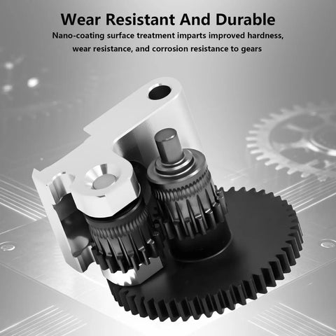 Close-up of Beefed Up Hardened Steel Extruder Gear With Integrated Shaft For 5M And 5M Pro Direct Drive Replacement