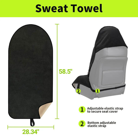 Black Waterproof Sweat Towel Seat Cover Universal Non Slip Protector For Car Truck SUV Seats with adjustable straps