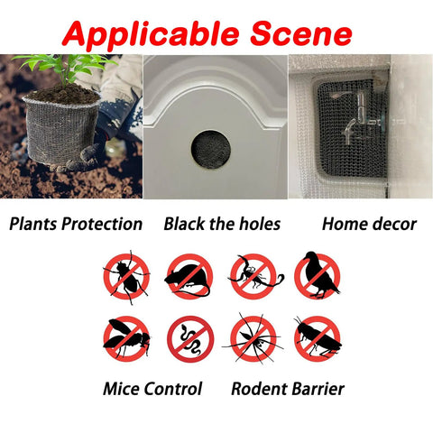Heavy Duty Rustproof Wire Mesh Roll For Mice Control With Copper And Stainless Steel Mesh Combo uses shown for plants and holes