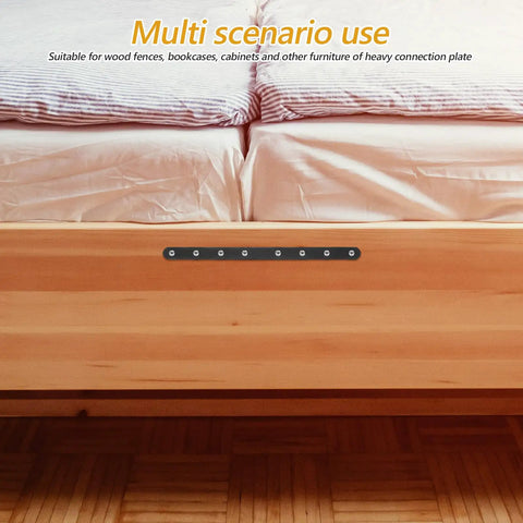 Beefy Stainless Steel Flat Brace Brackets Set for Wood Furniture Repair attached to bed frame for stability