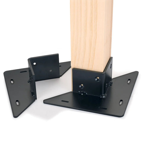 Heavy Duty Table Leg Brackets For One Leg 2.5 Inch Square Fit Powder Coated Black Steel Table Base Connectors for wood post