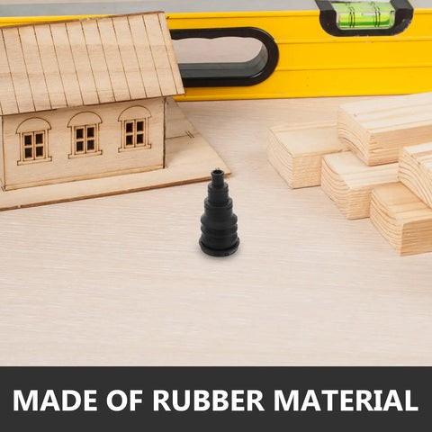 Heavy Duty Rubber Grommet Kit For Wire Harness Protection With Assorted Sizes, Black Cable Grommets For Easy Install And Solid Vehicle Wire Management, Protect Wires From Dirt, Wear, And Tear. Black rubber grommet on wood workbench