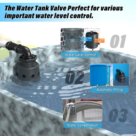Heavy Duty 1 Inch Float Valve For Livestock Stock Tanks in a water tank, showcasing automatic filling and water level control.