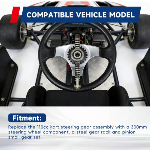 Beefed Up 300mm Steering Wheel Steel Kit With 320mm Rack And Pinion Adjustable Shaft Replacement For 110cc Go Kart
