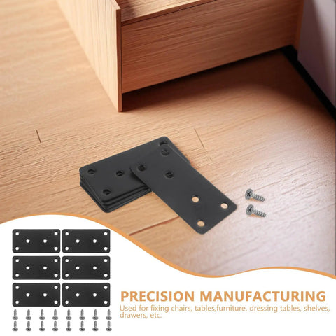 Stainless Steel Flat Straight Brackets With Screw Holes Six Pack Heavy Duty Metal Joining Plates For Cabinets Shelves Racks