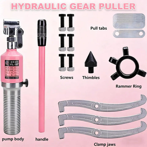Heavy Duty Hydraulic Gear Puller Wheel 3 Jaw Hub Separator Bearing Puller Kit For Heavy Machinery Railroad Steel Allowing Vertical Horizontal Use With 10 Ton Load Straight Up Reliable For Pros Who Fix Stuff In Garages Fast, pump body and clamp jaws
