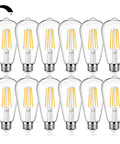 12 Pack Vintage LED Edison Bulbs ST64 Style 60W Equivalent 7W 800 Lumens Dimmable Filament Bulbs Clear Glass E26 Base