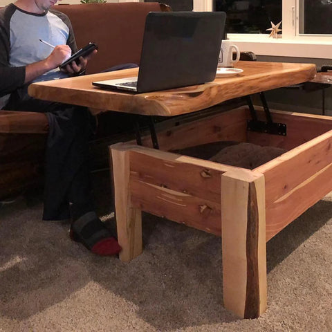heavy-duty hydraulic hinge for coffee tables with lift-top design in living room setting