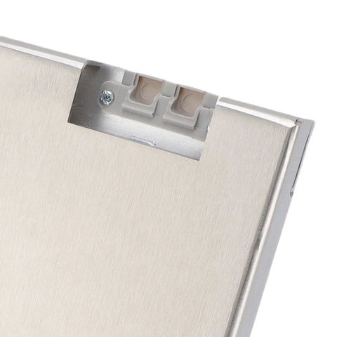 Close-up of Heavy Duty Recessed Floor Power Outlet Kit With Four Receptacles And A Stainless Steel Top showing sleek stainless steel finish.