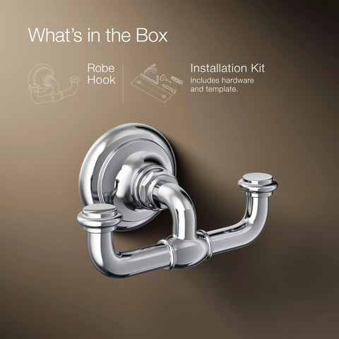 Artifacts Double Robe Hook Polished Chrome Heavy Duty Metal Bathroom Hardware With Extra Storage Corrosion And Tarnish Resistant