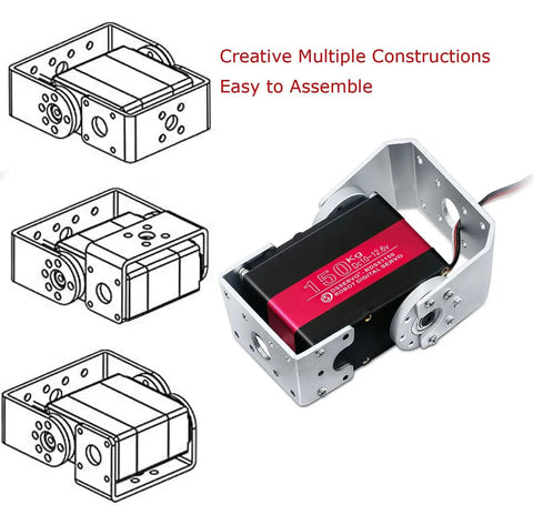 Beefy 12V High Torque Servo Motor With Steel Gears Delivers 173kg.cm Torque And 0.19s Per 60 Degrees, with mount brackets