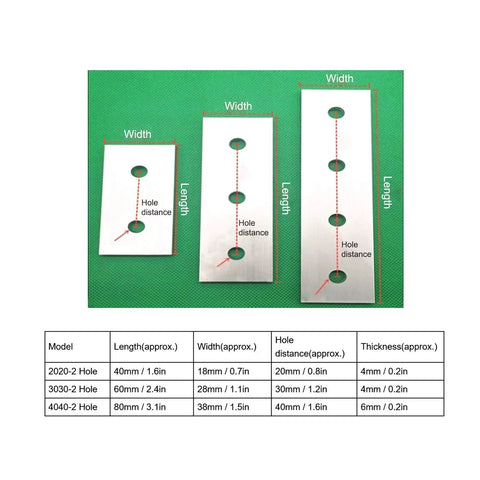 Aluminum Extrusion Joining Plate 10 Piece Set For Frame Building Flat Straight Brackets And Vertical Connectors 2 Hole Plate Fittings Heavy Duty Reinforcement For Tough DIY Frame Structures, 2020 3030 4040 sizes
