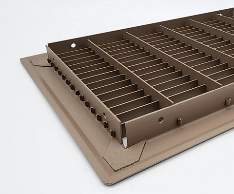 Heavy Duty Floor Return Air Grille For 8 Inch By 12 Inch Duct Openings With 9.75 By 13.75 Inch Outer Dimensions in steel close-up