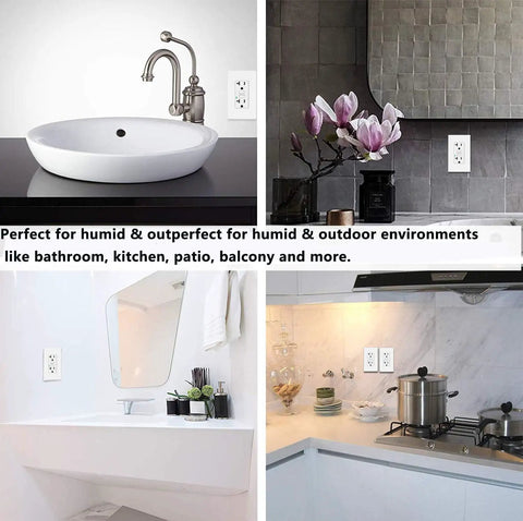 20 Pack 20 Amp Gfci Outlet Set Weather Resistant Electrical Receptacle in modern kitchen and bathroom settings, ideal for humid use.