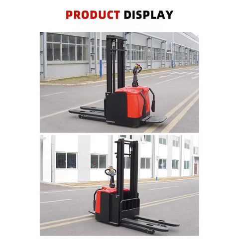 Heavy Duty Electric Hand Pallet Jack Stacker With 3000mm Lift Height For Warehouse Floor, showcasing product in outdoor setting.