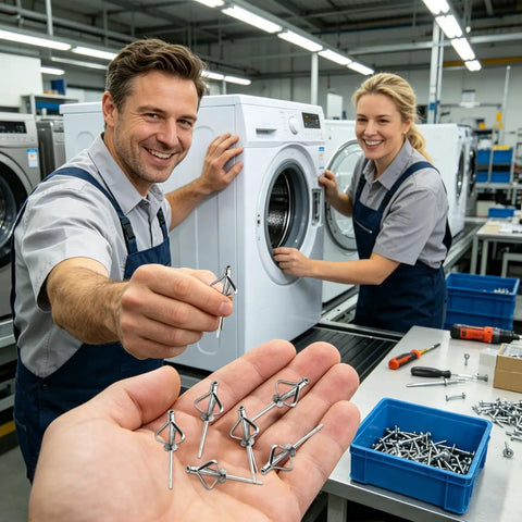 Technicians using Rugged Aluminum Blind Rivets Kit With 304 Stainless Steel Mandrels And Lightweight Aluminum Caps in appliance assembly
