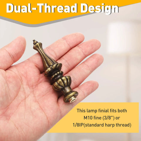 2 Pieces Bronze Lamp Finials 3.4 Inch Tall With Cleaning Cloth For Table And Floor Lamps Retro Vibe Shade Holder Cap Knob