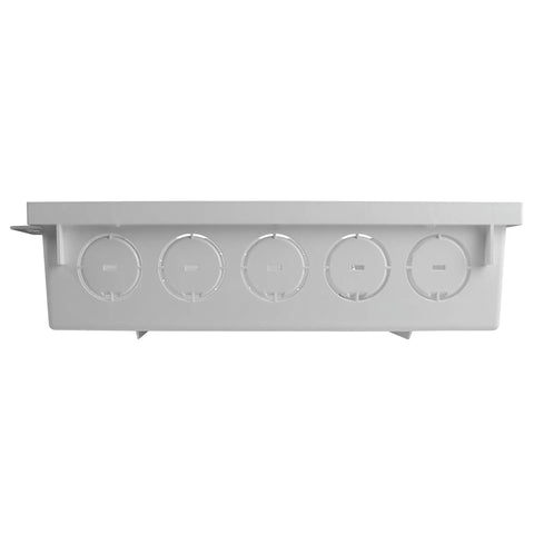 Bottom view of 20 Inch Media Enclosure for WiFi Transparency and Cable Management, Recessed Wall Box With Extra 1.2 Inch Depth, ABS Plastic.