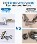 Comparison of solid brass vs inferior materials in the All Metal 10 Inch Rainfall Shower Head With Handheld Spray Combo.