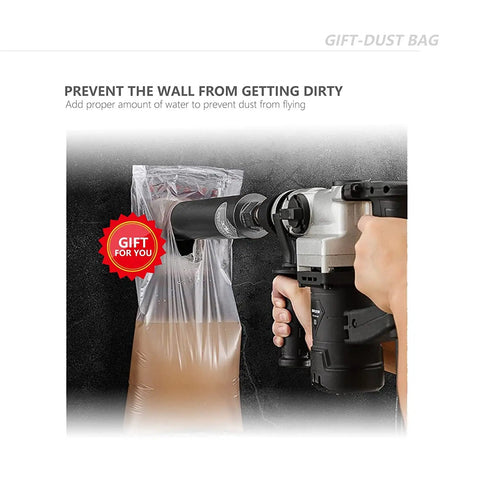 Beefed Up 15 Piece Concrete Hole Saw Kit With SDS Plus Shank And 110mm Connecting Rod Includes dust catcher in use