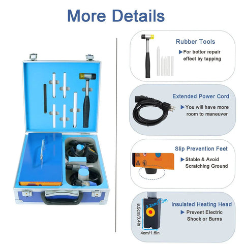 Powerful 1380W Auto Body Dent Repair Kit For Minor Dents Door Dings And Hail Paintless Dent Removal Tool Set With Carrying Case
