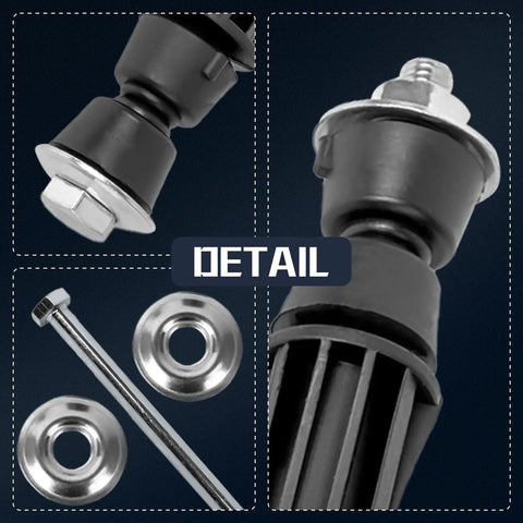 Front Sway Bar Link Kit For 2007 To 2016 Chevy Tahoe Avalanche Silverado 1500 Suburban And GMC Sierra 1500 Yukon Yukon XL Escalade Front Stabilizer Links Replacement K700432 25918049 5608020 K700538, close-up of black metal link and bushings