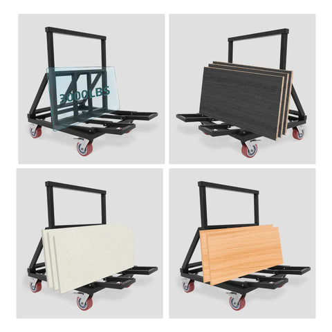 Badass Heavy Duty Drywall Cart And Folding Panel Dolly With 3000 Pound Load Capacity for transporting various panels on wheels.