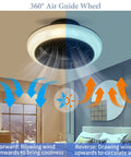 Super Quiet 18 Inch Ceiling Fan With Lights And Remote Control, Modern Flush Mount DC Motor showing airflow directions