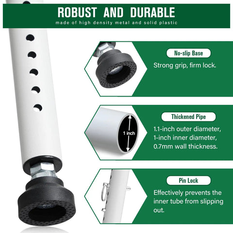 Close-up of 2 Pack Adjustable Window And Sliding Door Security Bar, no-slip rubber tips and thickened pipe details, for inside use.