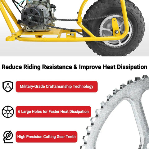 60 Tooth Rear Drive Sprocket For 35 Chain with heat dissipation design on electric mini bike frame