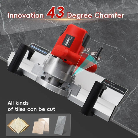 Top Shelf 1200 Watt Electric Tile Bevel Cutter packs heavy duty punch creating a 43 degree chamfer for precise tile edging.