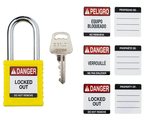 Heavy Duty Lockout Tagout Padlock Set In Bright Yellow Six Pack With Keyed Different Brass Cylinders Durable Nylon Bodies And Steel Shackles For Osha Compliant Industrial Safety Programs Dead Nuts Secure On The Job Site with lock and key